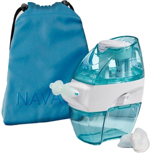 [BRSW2AL7CEIQY3LP] Navage Travel Bundle - Nasal Irrigation System - Saline Nasal Rinse Kit with 1 Nose Cleaner, 30 Salt Pods and Sky Blue Travel Bag