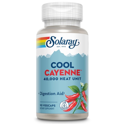 [BRSWIYD4CJ7GMHDU] SOLARAY Cool Cayenne 40,000 Heat Units - Cayenne Pepper Supplement with Capsaicin for Women and Men - Digestion Aid - Bio-Cool Formula with Ginger - Lab Verified - 45 Servings, 90 VegCaps