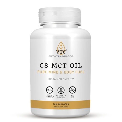 [BRSROGLQBYIRO3QU] VTC VitaTradingCo. C8 MCT Oil Capsules | Naturally Derived Caprylic C8 Supplement | Coconut Oil Pills | Sustained Energy | Keto Friendly, Non GMO | 100 Softgels