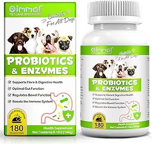 [BRSRAYAYBAMG23T5] Probiotics for Dogs, 180 Chews Dog Probiotics and Digestive Enzymes, Promotes Gut Health, for Bowel Support, Immunity Health