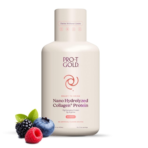 [BRSWKH3RBAMAODDO] ProT Gold Liquid Collagen Protein Shot, Support for Hair, Nails and Skin, 17g, Nano Hydrolyzed & Grass Fed with Amino Acids, Sugar Free, Gluten Free, 0g Carbs, Berry, 16 FL OZ