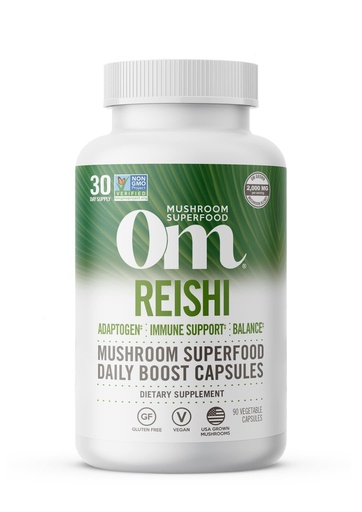 [BRSWGHYKB4CQECDA] OM MUSHROOM SUPERFOOD Reishi Mushroom Capsules Superfood Supplement, 90 Count, 30 Days, Organic Adaptogen for Stress Relief and Immune Health