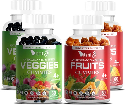 [BRSROCAZBF7QKDTU] VITINITY Made with Real Fruit and Real Veggie Gummies - Superfood Vegetable Vitamin Supplement for Women,Men & Kids - with a Blend of Fruit and Greens for Daily Health (60-Day Supply)