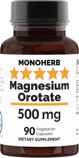 [BRSWYGT4DIHRY2AU] Magnesium Orotate 500 mg per Capsule 90 Vegetarian Capsules