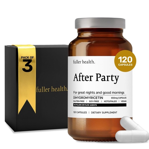 [BRSROBTQDEFB63DF] Fuller Health After Party DHM Supplement 650mg — Pure Dihydromyricetin, No Fillers — Post-Celebration Recovery Supports Liver Function, Energy & Morning Clarity — Vegan Glass Bottle, 360 Capsules