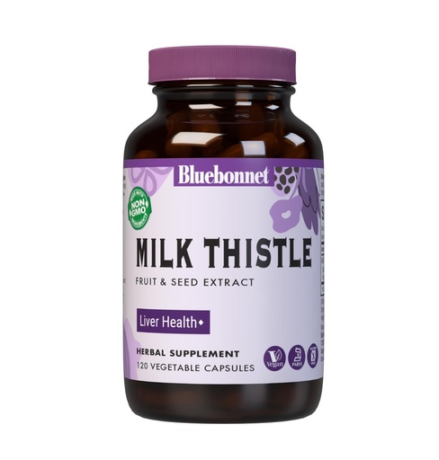 [BRSWIYQAO4GRECYV] Bluebonnet Nutrition Milk Thistle Fruit & Seed Extract, Liver Health*, Non-GMO, Vegan, Kosher Certified, Gluten-Free, Soy-Free, 120 Vegetable Capsules, 120 Servings