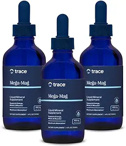 [BRSWIYYOOQMB4FDU] Trace Minerals Mega-Mag - Liquid Energy Support with Magnesium & Chloride - Healthy Bone & Muscle Function Support Formula - Supplement to Support Nerve Health - 4 fl oz (3 Pack) (About 90 Servings)