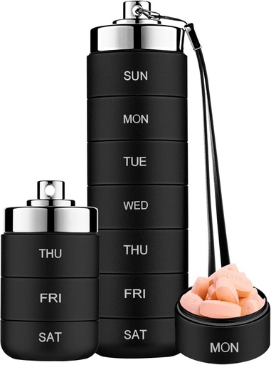 [BRSRMFDRB55ROGYV] Mossime Metal Pill Organizer Weekly, Stackable Waterproof Travel Pill Box, Large Aluminum Alloy Pill Case Container, BPA Free 7 Day Daily Medicine Organizer for Vitamin, Fish Oil, Supplement