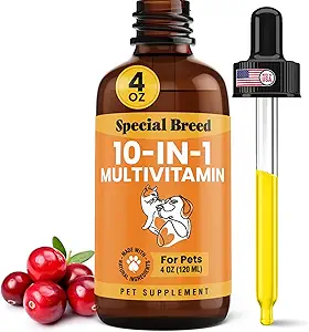 [BRSROBT2DMGRQA3X] 10-in-1 Liquid Multivitamin for Dogs and Cats, 2 Ounce Multi Vitamin Supplement, Vitamin for Dogs, Vitamins for Cats, with Glucosamine & Cranberry, 2 oz
