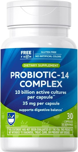 [BRSROY34BYFRQCDJ] Rite Aid Probiotic 14 Complex 10 Billion - 30 Count, Restoring Good Bacteria, Colon Health, Daily Colon Health Probiotic, Mens & Womens Probiotic