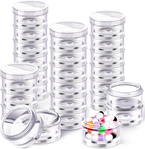 [BRSRAYIBCUJRYCLJ] Sieral 4 Pack 7 Day Stackable Pill Organizers Round Pill Organizer Case Stackable Weekly Supplements Vitamins Individual Storage Containers Boxes Holder Dispenser with Lids for Travel Medicine, Clear