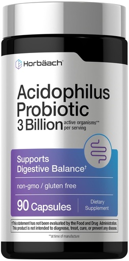 [BRSRMHD7CUPRU2QZ] Horbäach Probiotic for Women & Men's Digestive Health | 3 Billion CFU | 90 Capsules | Non-GMO & Gluten Free