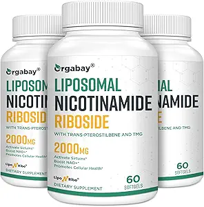 [BRSRM2YDCAGQG2TU] Orgabay Liposomal Nicotinamide Riboside 2000 MG with TMG and Pterostilbene, Boosting NAD+, Support Healthy Aging, 180 Count