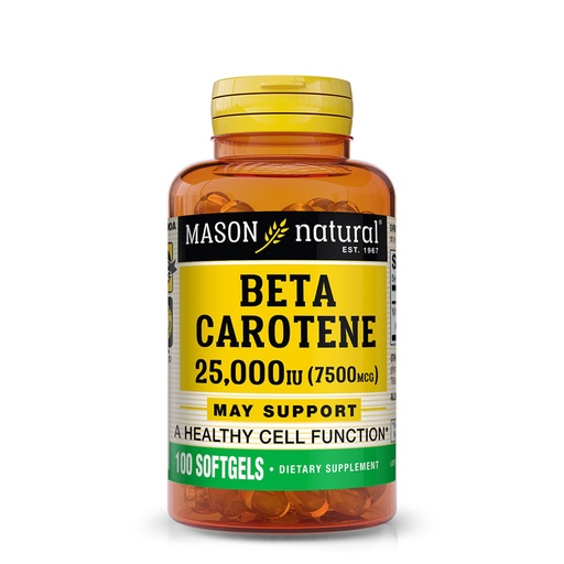 [BRSWI2T4PIJRG3LE] MASON NATURAL Vitamin A Beta Carotene 25,000 IU - Supports Healthy Vision, Cell Function & Immune Function, 100 Softgels
