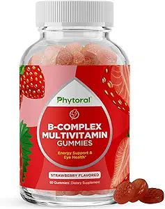 [BRSWYHT5PMIB4A36] Vitamin B Complex Gummies for Adults & Kids - B Vitamins Complex with Thiamin, Riboflavin, Niacin, 6, 12 and Folate - Blend Supplement for Nervous System Support Energy & High Strength - 60 Gummies