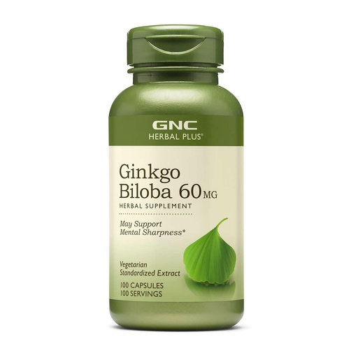 [BRSWIZQFOYBWEYDK] GNC Herbal Plus Ginkgo Biloba 60mg Supplement, Vegetarian, Supports Mental Sharpness, 100 Servings