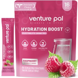 Venture Pal Sugar Free Electrolytes Powder Packets - Liquid Daily IV Hydration Packets | Instantly Hydrating & Party Recovery | 5 Vitamins & 7 Electrolytes | Certified Vegan, Keto, Non-GMO | 16 Sticks