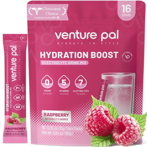 [BRSRMCA2OBYB4HL2] Venture Pal Sugar Free Electrolytes Powder Packets - Liquid Daily IV Hydration Packets | Instantly Hydrating & Party Recovery | 5 Vitamins & 7 Electrolytes | Certified Vegan, Keto, Non-GMO | 16 Sticks