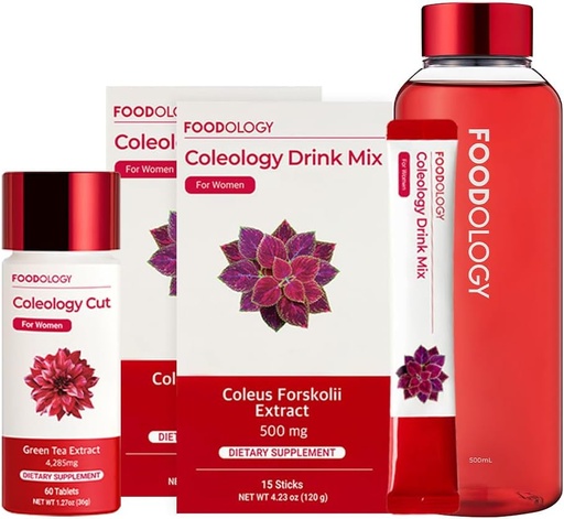 [BRSROBLYBB6A4CL4] FOODOLOGY Redbottle 1-Month Burning Set/Coleology Drink Mix(2ea) & Coleology Cut(1ea) & Water Bottle(1ea)