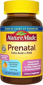 [BRSWIYIZAQBRQCTE] Nature Made Prenatal + DHA 200 mg Multivitamin Softgels 60 Ct