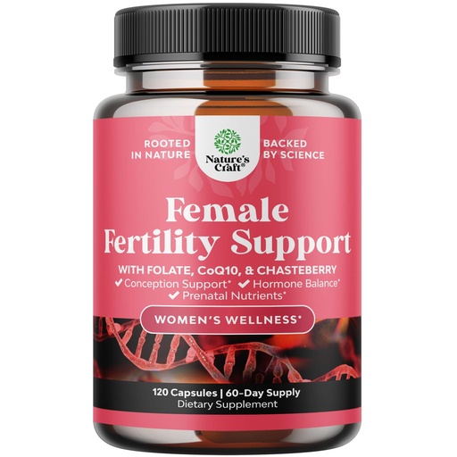 [BRSROYYZCN5RAFDG] Female Fertility Supplement with Prenatal Multivitamins - Fertility Support with Prenatal Choline Inositol Folate Chasteberry and CoQ10 Fertility Blend for Women to Promote Conception - 120 Count