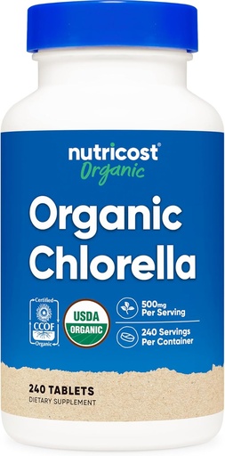 [BRSW2ZAOPJ7WOD32] Nutricost Organic Chlorella 500mg, 240 Tablets - Gluten Free, Non-GMO