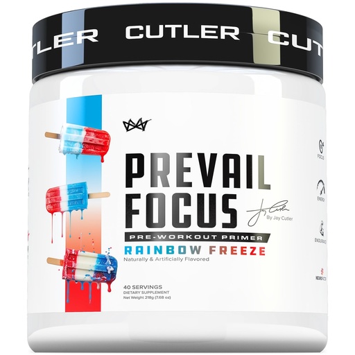 [BRSWGGANAAFAI23H] Prevail Pre Workout Powder with Nootropics: Pre Workout for Men and Women, Cutting Edge Energy and Focus Supplement with L Citrulline, Alpha GPC, L Tyrosine, Neurofactor | Rainbow Freeze, 40 SRV