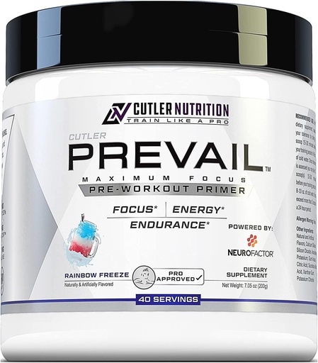[BRSWGGANAAFAI23H] Prevail Pre Workout Powder z nootropiki: Pred treningom za moške in ženske, Rezanje Edge Energy in Focus Supplement z L Citrulin, Alpha GPC, L Tirozin, Neurofactor 