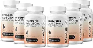 [BRSROCY2CAHAYDQ7] Pure Hyaluronic Acid Supplement 250mg with Vitamin C 50mg, 120 Vegan Capsules - Skin Hydration for Natural Glow, Hair, Nails, Bone & Joint Health Formula