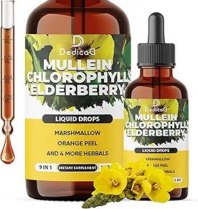 [BRSRAEAPDIPRA33D] 9in1 Organic Mullein Drops for Lungs - Mullein Leaf Extract with Chlorophyll & 7 More Supplement - Lung & Respiratory Health Support of Tincture, Oil - 2 fl oz