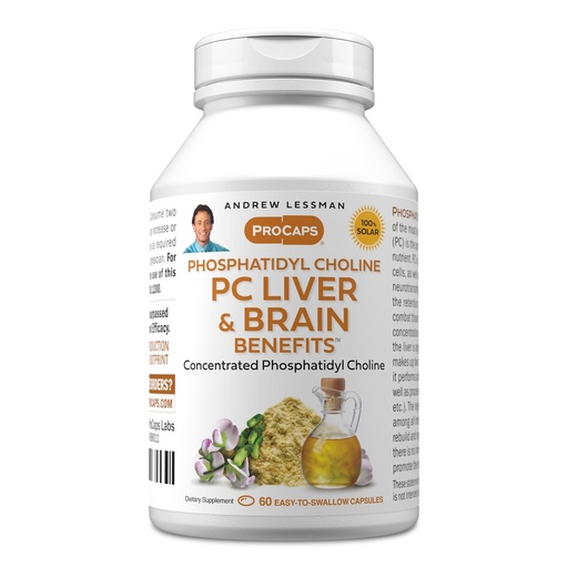 [BRSWKH3ZCYPWOALO] ANDREW LESSMAN PC Liver and Brain Benefits 60 Softgels - Phosphatidyl Choline, Most Important Building Block for Healthy Liver and Brain Structure, Function. No Additives. Easy to Swallow Softgels