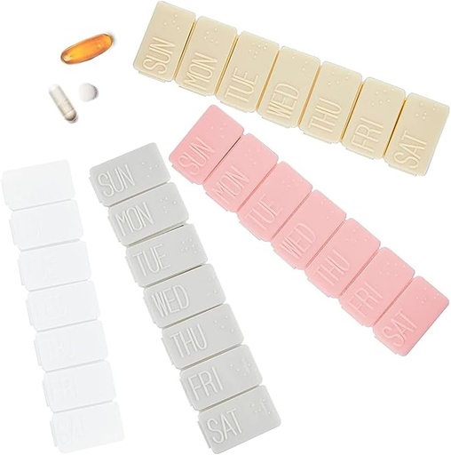 [BRSROFL6CMAWY2Y7] 4Pack Weekly Pill Organizer,Small 7 Days Pill Cases Travel Daily Pill Box for Fish Oil, Calcium Tablets Supplements and Other Vitamin Pill