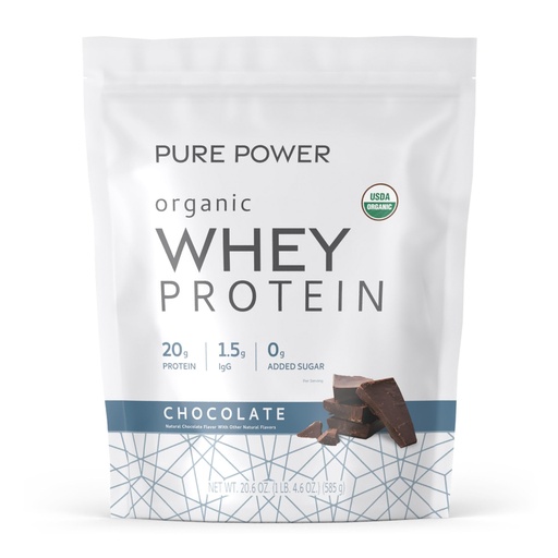 [BRSW2ZYRBEPBE2QU] Dr. Mercola Pure Power Organic Whey Protein - 20 g Protein - Supports Muscle Growth & Energy - Grass-Fed Whey Concentrate - 15 Servings (20.60 oz) - Chocolate