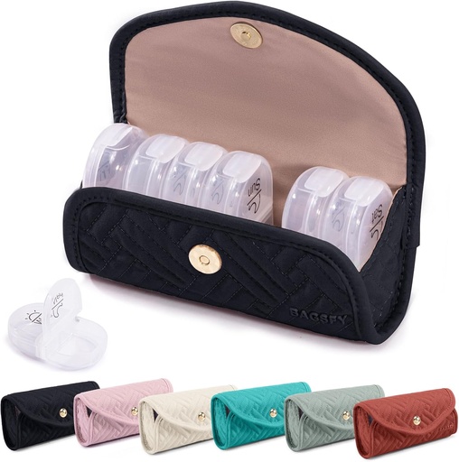 [BRSRAGIDO4AQKAIZ] BAGSFY Weekly Pill Organizator de 2 ori pe zi într-o cutie de pilula din tesatura dragut, Sac de medicina, AM PM Pilula de 7 zile, Caz de călătorie medicament portabil pentru pastile, vitamine, uleiuri de pește, Suplimente.