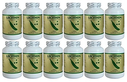 [BRSWKYQEOEOREHTY] Lecithin 1200mg, 200 Softgels (12 Pack)