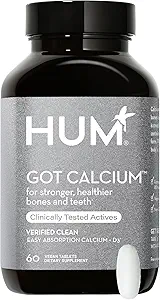[BRSW2CA7CMIBMYL6] HUM Got Calcium Supplements for Women and Men, Vegan Bone Health & Teeth Health Support Supplement, 630mg Calcium with Vitamin D3, Citrate, for Easy Enhanced Absorption, 60 Vegan Tablets