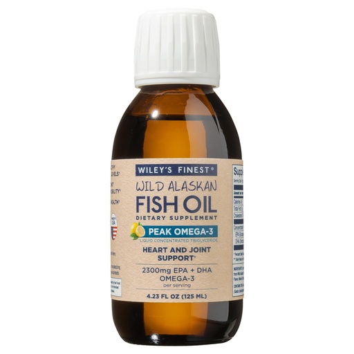 [BRSWIHAIOAGQ2C3Y] Wiley's Finest Wild Alaskan Fish Oil Peak Omega-3 Liquid Supplement - 2300mg EPA and DHA Omega-3s - Lemon Flavor - 4.23 Oz (25 Servings)