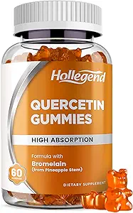 [BRSW2AQ7A57BUCY3] Quercetin with Bromelain Gummies, 1000mg Quercetin Gummies, Adults & Kids Immune Support Gummies, Lung & Respiratory Support, High Absorb, Orange, Low Sugar, Vegan, 60 Count