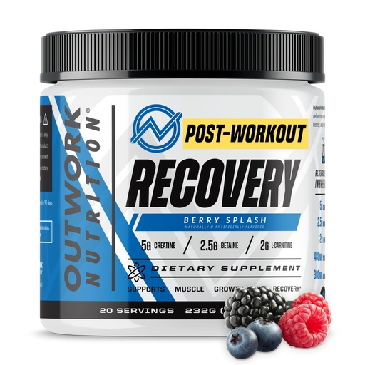 [BRSROZYHCR7QA3I6] Outwork Nutrition Post Workout Recovery Powder - Creatine Monohydrate, KSM-66 Ashwagandha & Tart Cherry - Speeds Recovery, Eases Soreness - Creatine Powder for Men & Women, Berry Splash, 240 Gr
