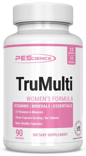 [BRSWKHYQAEIACFT4] PEScience TruMulti Multivitamin for Women with Iron, Daily Formula with Premium Vitamin C, D, Zinc Supplement for Immune Support, Chelated Minerals, 90 Easy to Swallow Capsules