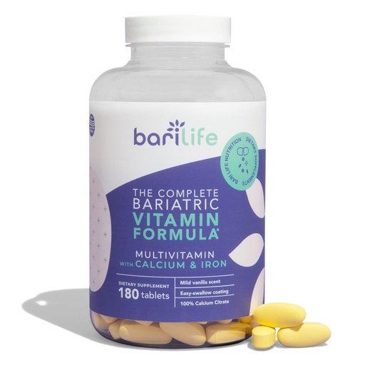 [BRSWI2Y6CYHGAG3E] Bari Life Complete Bariatric Multivitamin Non-chewable Tablet w/Calcium Citrate and Iron - 180 Tablets/Bottle