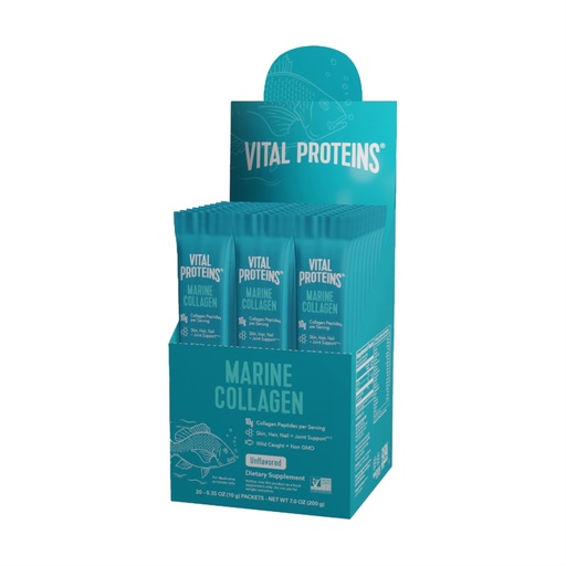 [BRSWGYL7OZ6AOCLX] Vital Proteins Marine Collagen, Wild-Caught, Non-GMO Project Verified, Unflavored Stick Packs (10g) (Box of 20)