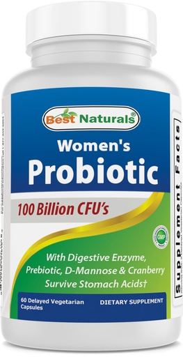 [BRSROAL5CMBROAL7] Best Naturals Probiotics for Women 100 Billion CFU - 10 Strains + Prebiotics Fiber + Digestive Enzyme Blend + Women's Health Herbal Blend - Immune, Digestive & Gut Health - 60 Deleyaed Capsules