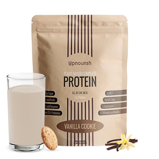 [BRSRMATYOV7BMETD] UpNourish Vanilla Cookie Vegan Protein Powder 54 Superfoods Powder,1.5 Billion CFU Probiotics 21g Plant Based Protein,No Sugar No Dairy No GMO Dairy Free,Meal Replacement Shake Keto-Friendly Low-Carb Diet,15 Servings