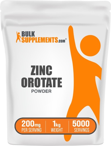 [BRSWGYYDCMNWA23V] BulkSupplements.com Zinc Orotate Powder - Zinc Minerals Supplement, for Immune Support - Gluten Free, 200mg per Serving, 1kg (2.2 lbs) (Pack of 1)