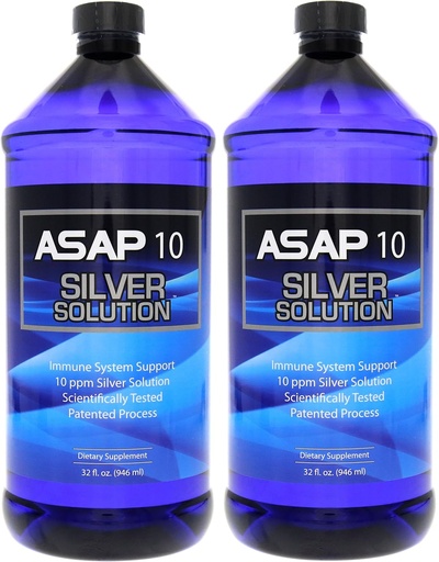 [BRSWKYIOCJYBMEQZ] American Biotech Labs ASAP 10 PPM Silver Sol Imunitary System Support CLAS124; 2 Pack of 32 Oz Totalling 64 Oz