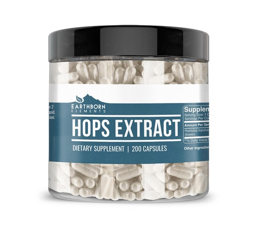 [BRSW2GQFOQHBGCDA] Earthborn Elements Hops Extract, 200 Capsules, Pure & Undiluted, No Additives