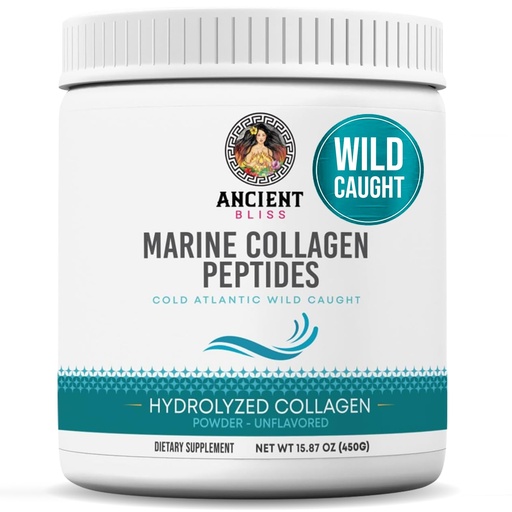 [BRSRMZYHBUBWYCDD] Ancient Bliss Wild-Caught Marine Fish Collagen Peptides Powder, Flavorless Collagen Protein Supplement with Type 1, Non-GMO, Gluten-Free, Amino Acid Supplement for Skin, Hair and Nails, 15.87 Oz