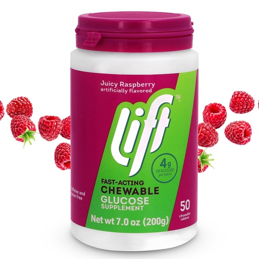 [BRSW2ZQ6DEIGM3DU] Lift Glucose Fast-Acting Glucose Chewable Energy Tablets, Raspberry, 50 ct Jar (Pack of 1)