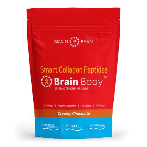 [BRSRMFQOBYMQ2HTA] Brain Body Collagen Peptides Powder - Vital Protein & Collagen Supplement for Women & Men - Hydrolyzed Type I & III for Hair Skin, Nails & Joint Health - 25 Servings - Creamy Natural Chocolate - 997g